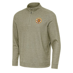 Boston Bruins Antigua Subtle Quarter-Zip Sweatshirt - Olive | US 203361977