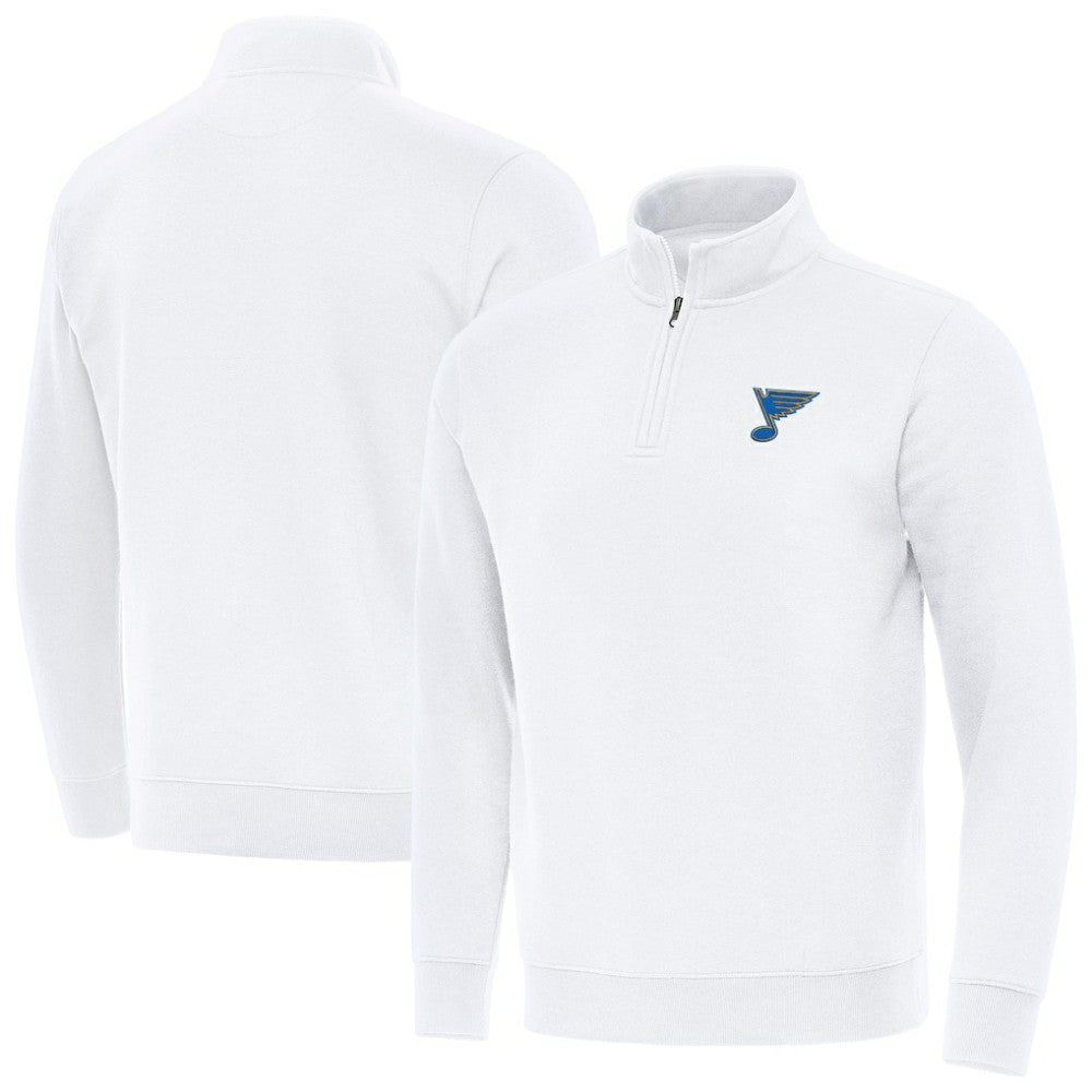 St. Louis Blues Antigua Victory Quarter-Zip Pullover Top - White | US 203362006