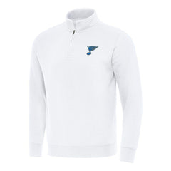 St. Louis Blues Antigua Victory Quarter-Zip Pullover Top - White | US 203362006