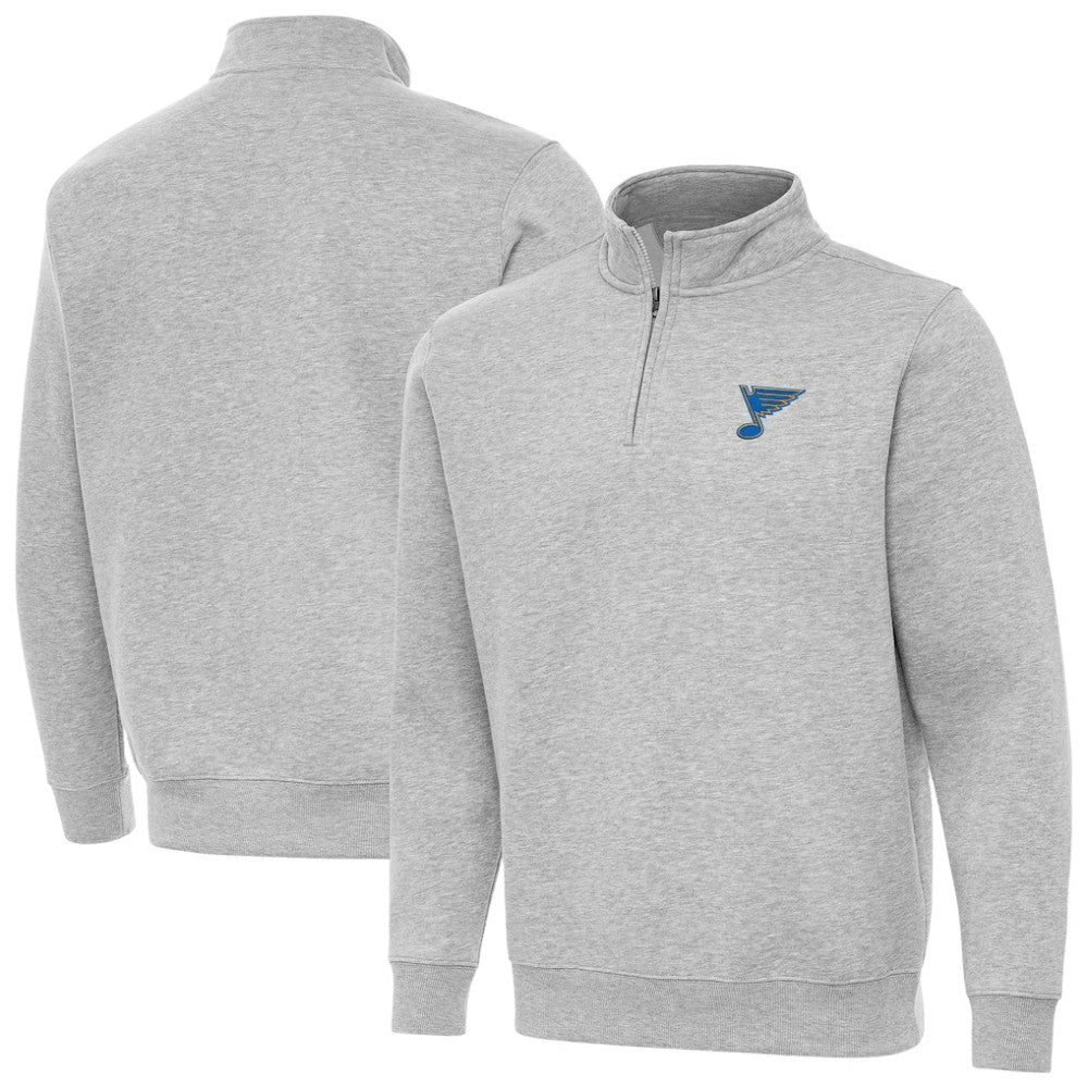 St. Louis Blues Antigua Victory Quarter-Zip Pullover Top - Heather Gray | US 203362007