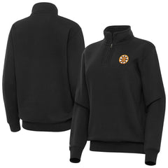 Boston Bruins Antigua Women's Victory Quarter-Zip Pullover Top - Black | US 203362010