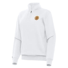 Boston Bruins Antigua Women's Victory Quarter-Zip Pullover Top - White | US 203362011