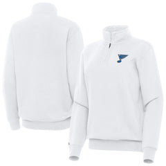 St. Louis Blues Antigua Women's Victory Quarter-Zip Pullover Top - White | US 203362012
