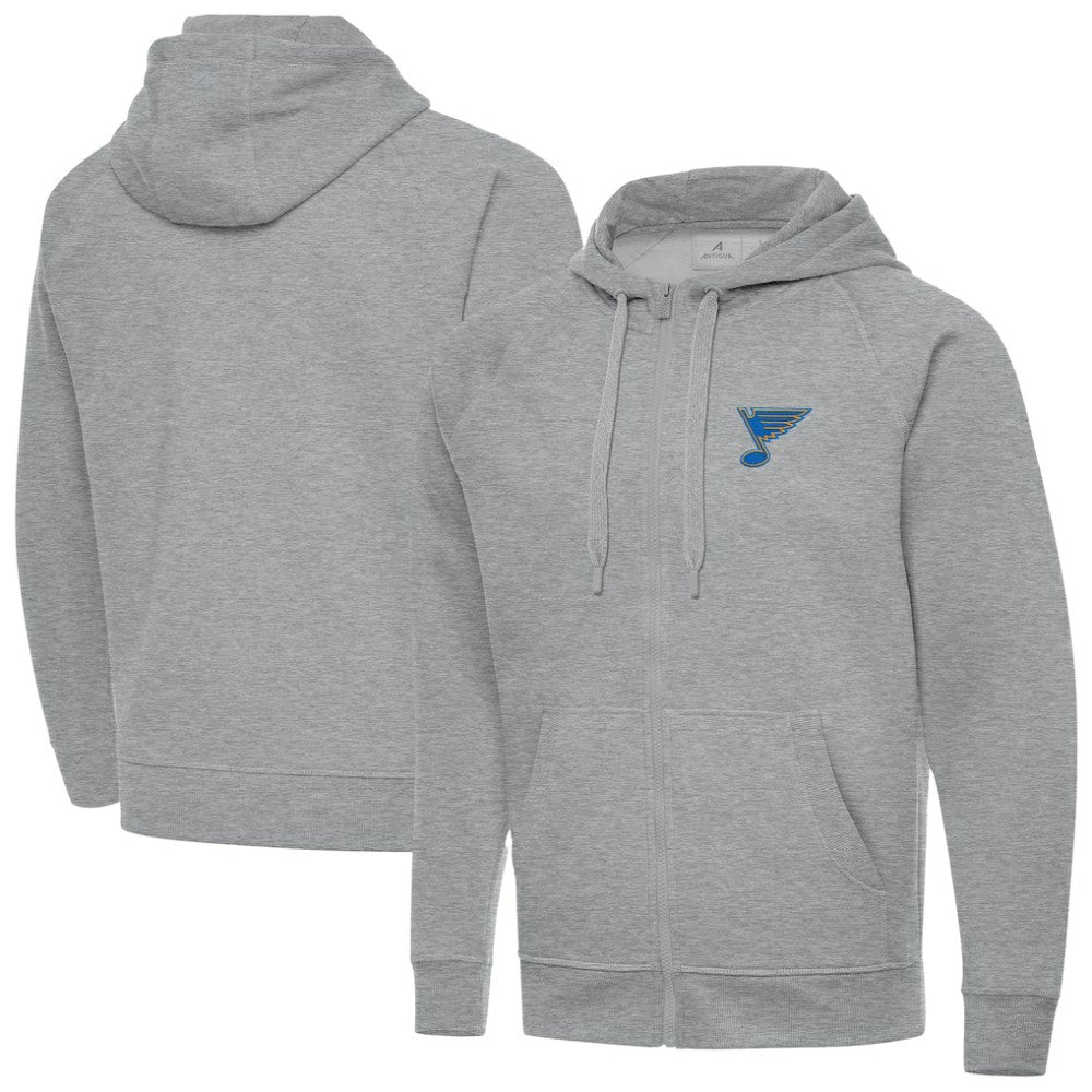 St. Louis Blues Antigua Victory Full-Zip Hoodie - Heather Gray | US 203362184