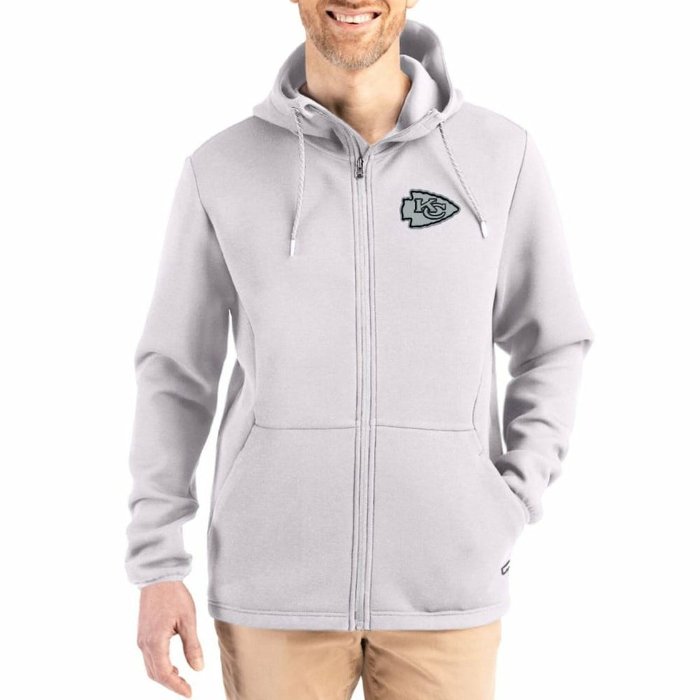 Kansas City Chiefs Cutter & Buck Roam Epic Comfort Recycled Full-Zip Hoodie Jacket - Gray Hoodies