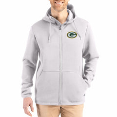 Green Bay Packers Cutter & Buck Roam Epic Comfort Recycled Full-Zip Hoodie Jacket - Gray Hoodies