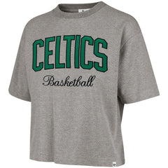 Boston Celtics '47 Women's Pivot Drop Needle Cropped T-Shirt Gray - 47 brand