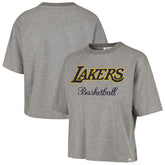 Los Angeles Lakers '47 Women's Pivot Drop Needle Cropped T-Shirt Gray - 47 brand