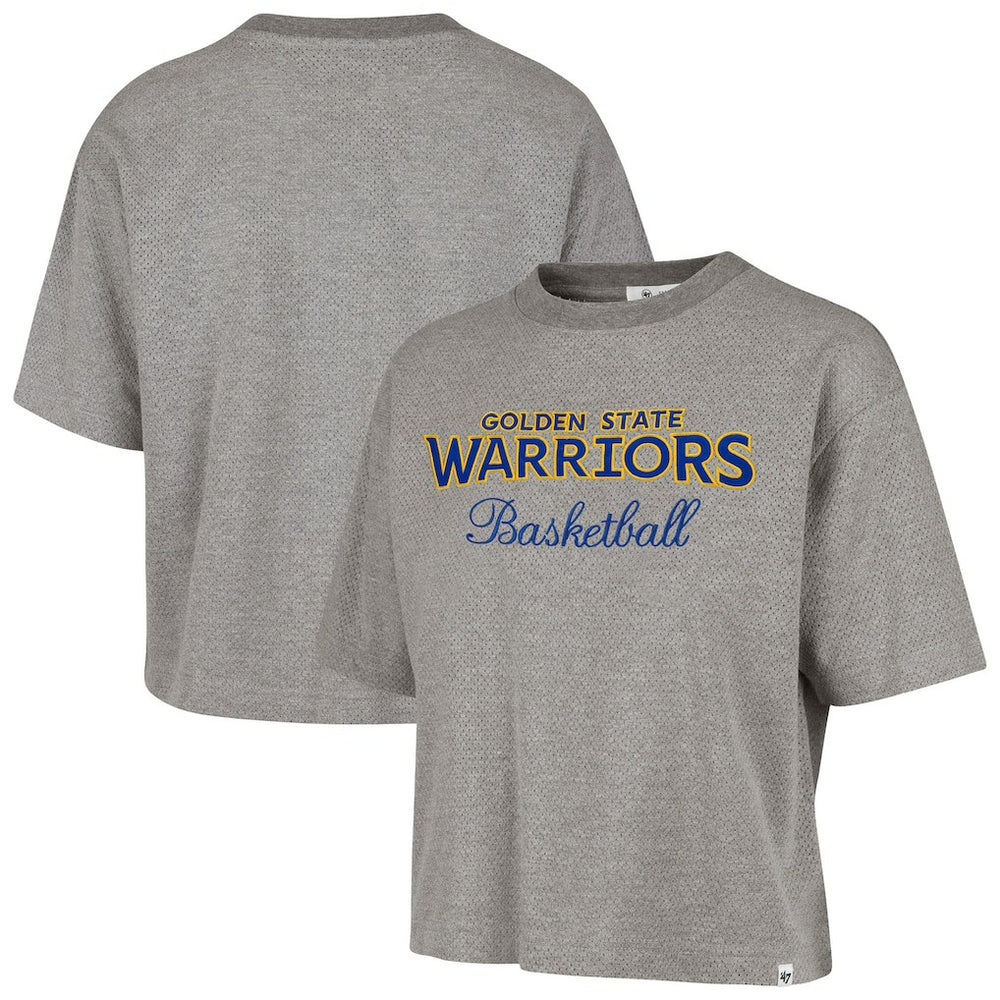 Golden State Warriors '47 Women's Pivot Drop Needle Cropped T-Shirt Gray - 47 brand