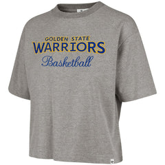 Golden State Warriors '47 Women's Pivot Drop Needle Cropped T-Shirt Gray - 47 brand