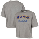 New York Knicks '47 Women's Pivot Drop Needle Cropped T-Shirt Gray - 47 brand