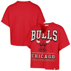 Chicago Bulls '47 Women's Elation Oversized Notch Neck T-Shirt Red - 47 brand