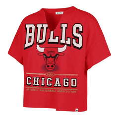 Chicago Bulls '47 Women's Elation Oversized Notch Neck T-Shirt Red - 47 brand