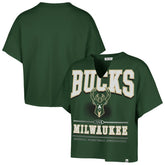Milwaukee Bucks '47 Women's Elation Oversized Notch Neck T-Shirt Hunter Green - 47 brand