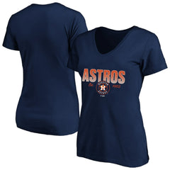 Houston Astros Profile Women's Plus Size Wordmark V-Neck T-Shirt - Navy T-shirts