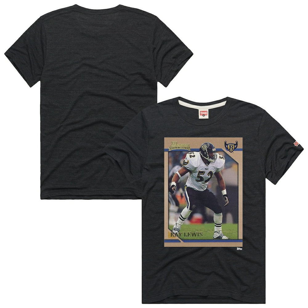 Ray Lewis Baltimore Ravens Homage Unisex NFL Topps Trading Card Tri-Blend T-Shirt - Charcoal T-shirts