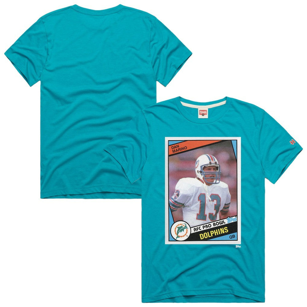 Dan Marino Miami Dolphins Homage Unisex NFL Topps Trading Card Tri-Blend T-Shirt - Aqua T-shirts