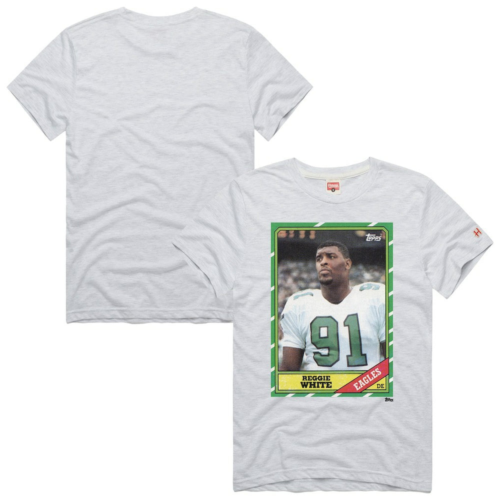 Reggie White Philadelphia Eagles Homage Unisex NFL Topps Trading Card Tri-Blend T-Shirt - Gray T-shirts