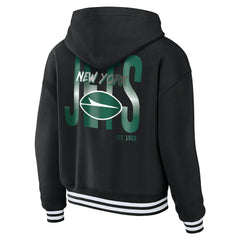 New York Jets WEAR by Erin Andrews Women's Lace-Up Fleece Hoodie - Black Hoodies