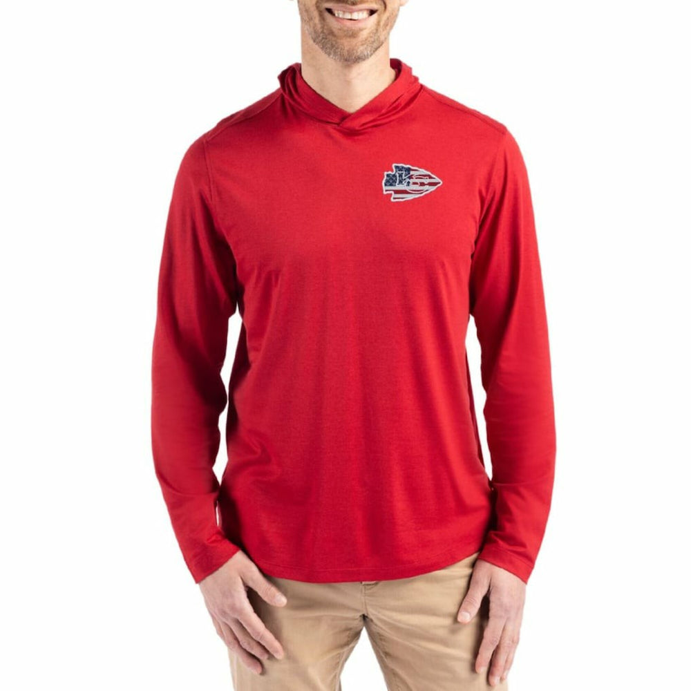 Kansas City Chiefs Cutter & Buck Americana Coastline Epic Comfort Eco Recycled Long Sleeve Hoodie T-Shirt - Red Hoodies