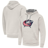 Columbus Blue Jackets Antigua Big Logo Victory Pullover Hoodie - Cream | US 203377034