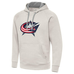 Columbus Blue Jackets Antigua Big Logo Victory Pullover Hoodie - Cream | US 203377034