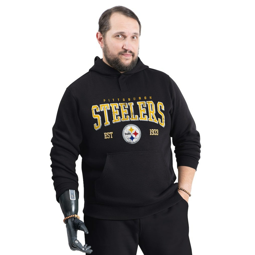 Pittsburgh Steelers G-III Sports by Carl Banks Adaptive Team Spirit Graphic Fleece Pullover Hoodie - Black Hoodies