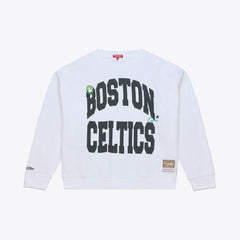 Boston Celtics Women's Lightweight Block Letter Sweatshirt White - Mitchell & Ness