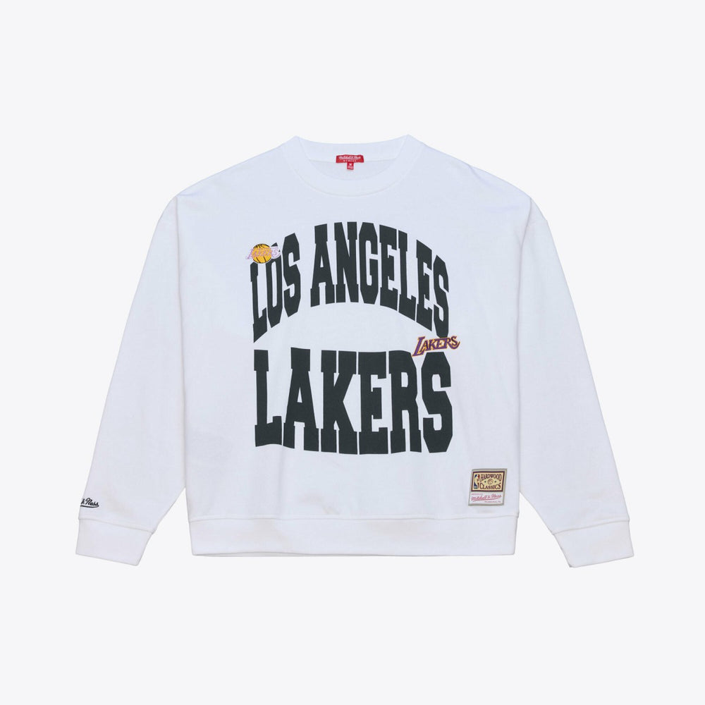 Los Angeles Lakers Women's Lightweight Block Letter Sweatshirt White - Mitchell & Ness