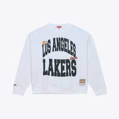 Los Angeles Lakers Women's Lightweight Block Letter Sweatshirt White - Mitchell & Ness
