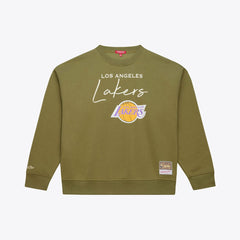 Los Angeles Lakers Women's Lightweight Script Sweatshirt Olive - Mitchell & Ness outlet