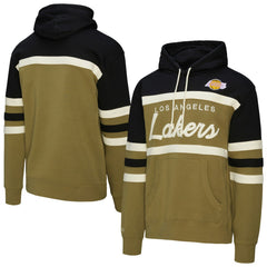 Los Angeles Lakers Double Clutch Head Coach Hoodie Olive/Black - Mitchell & Ness