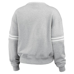 New York Yankees WEAR by Erin Andrews Women's Sleeve Stripe Fleece Crewneck Sweatshirt - Gray Sweatshirts