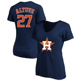 Jose Altuve Houston Astros Profile Women's Plus Size Name & Number V-Neck T-Shirt - Navy T-shirts