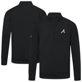 Atlanta Braves Levelwear Upright Insignia Tri-Blend Quarter-Zip Pullover - Black Pullover
