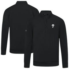 Philadelphia Phillies Levelwear Upright Insignia Tri-Blend Quarter-Zip Pullover - Black Pullover