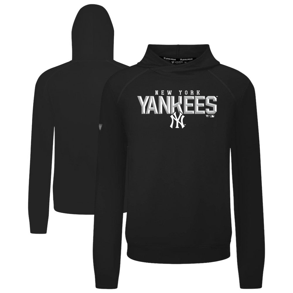 New York Yankees Levelwear Mandate Carve Tri-Blend Hoodie - Black Hoodies