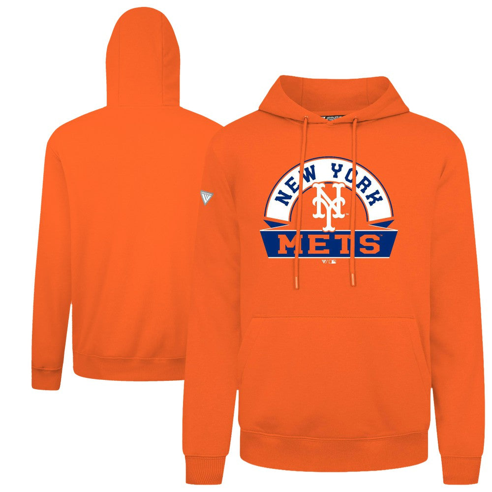 New York Mets Levelwear Podium Banner Arch Hoodie - Orange Hoodies
