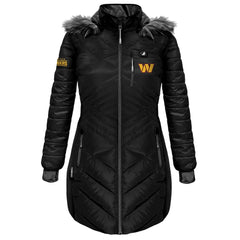 Washington Commanders ActionHeat Women's 5V Battery Heated Long Puffer Full-Zip Hoodie Jacket - Black Hoodies