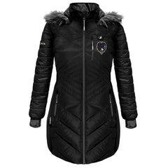 Baltimore Ravens ActionHeat Women's 5V Battery Heated Long Puffer Full-Zip Hoodie Jacket - Black Hoodies