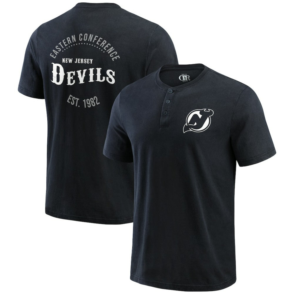 New Jersey Devils Darius Rucker Collection by Fanatics Fanatics Fest Washed Henley T-Shirt - Black | US 203392661