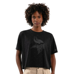 Minnesota Vikings Starter Women's Rhinestone Sprinkle Boxy Cropped T-Shirt - Black T-shirts