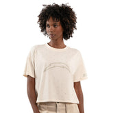 Los Angeles Chargers Starter Women's Rhinestone Sprinkle Boxy Cropped T-Shirt - Cream T-shirts