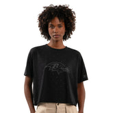 Baltimore Ravens Starter Women's Rhinestone Sprinkle Boxy Cropped T-Shirt - Black T-shirts