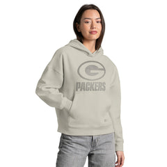 Green Bay Packers Starter Women's Rhinestone Relaxed Hoodie - Khaki Hoodies