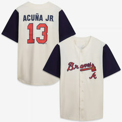 Atlanta Braves Profile Big & Tall Two-Color Fashion Jersey - Cream/Navy Jerseys