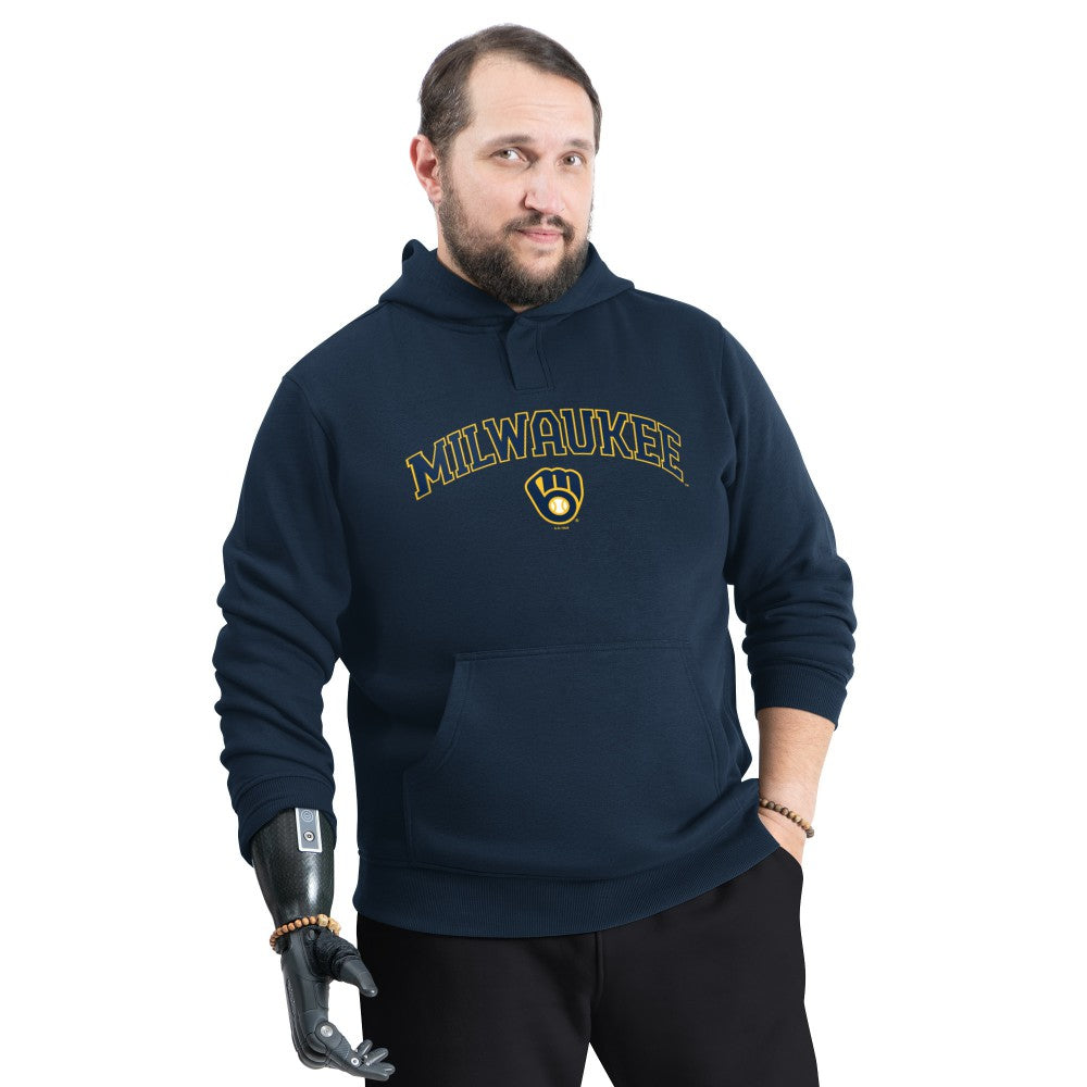 Milwaukee Brewers G-III Sports by Carl Banks Adaptive Lockup Fleece Hoodie - Navy Hoodies