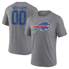 Buffalo Bills Heritage Custom Name & Number Tri-Blend T-Shirt - Gray T-shirts