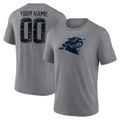Carolina Panthers Heritage Custom Name & Number Tri-Blend T-Shirt - Gray T-shirts