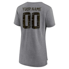 Cleveland Browns Women's Heritage Custom Name & Number Tri-Blend T-Shirt - Gray T-shirts
